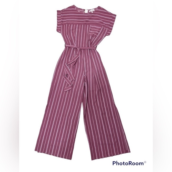Monteau Striped Split Hem Wide Leg Jumpsuit L - Picture 1 of 16